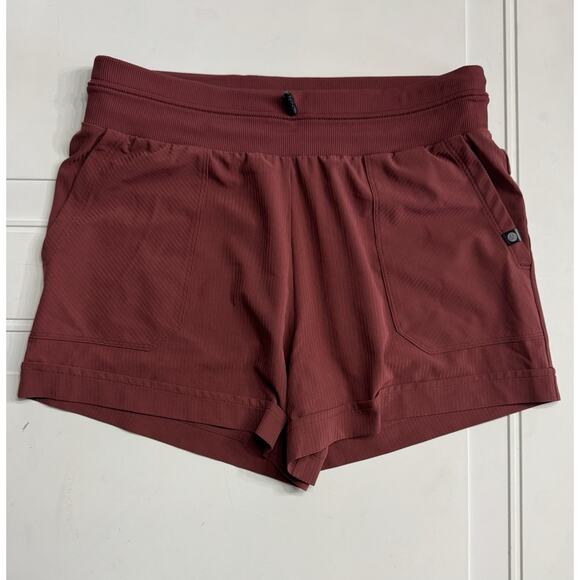 Zella Shorts Womens Small Red Ribbed Drawstring Athletic Casual Lounge Pockets - Picture 1 of 5